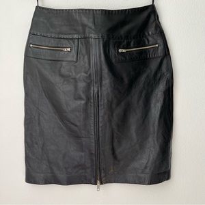 Cache Black Leather Skirt size 2